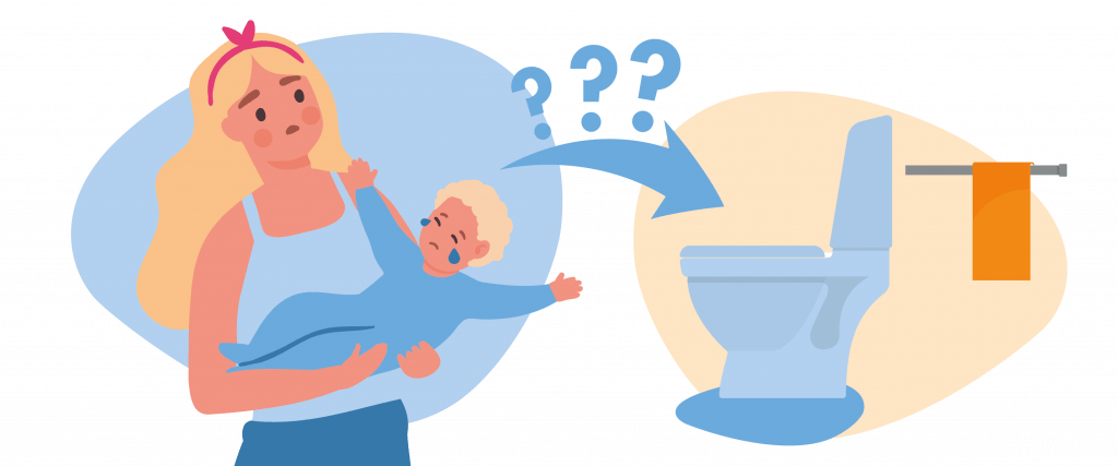 Mère bébé pleure toilettes